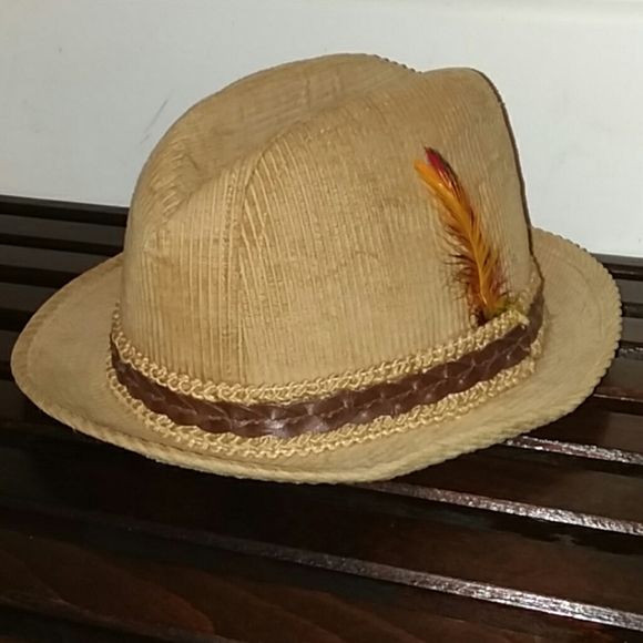 Vintage Stetson Tan Corduroy Fedora with Feathers - Picture 8 of 8